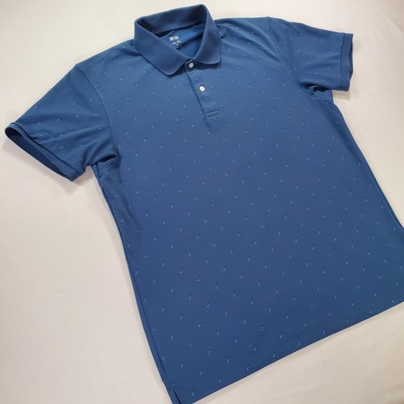 Uniqlo Dry-Ex Shirt Men XL Navy Blue Regular Fit Preppy Casual Performance Polo - Picture 4 of 13